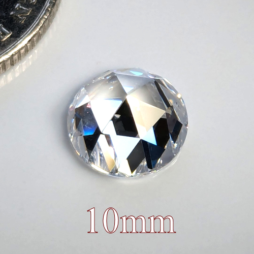 Cubic Zirconia, Flat back Rose, White, 10mm (2ct)