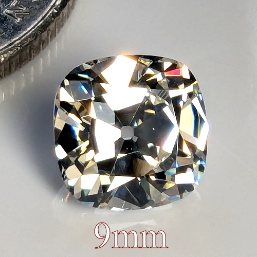6A, Cubic Zirconia, Old Mine Cut, Yellow Tint, 9mm (2.86ct)