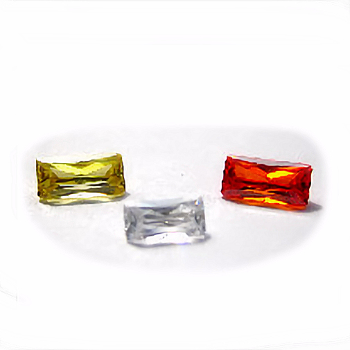 Cubic Zirconia, Princess Baguette, Padparadscha, 6x3mm (0.31ct)