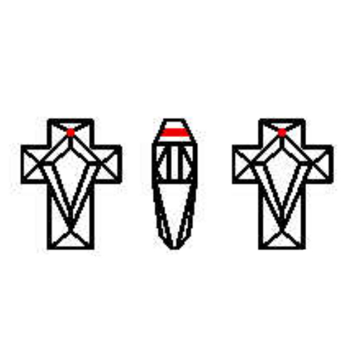 Cubic Zirconia, Beads, Cross, face to bottom, 15x10mm (10ct)