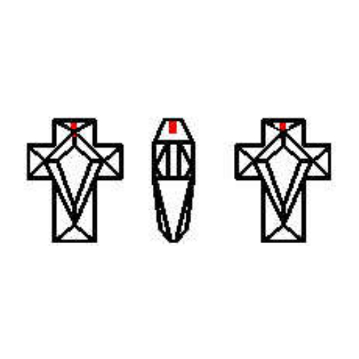 Cubic Zirconia, Beads, Cross, into top, 15x10mm (10ct)