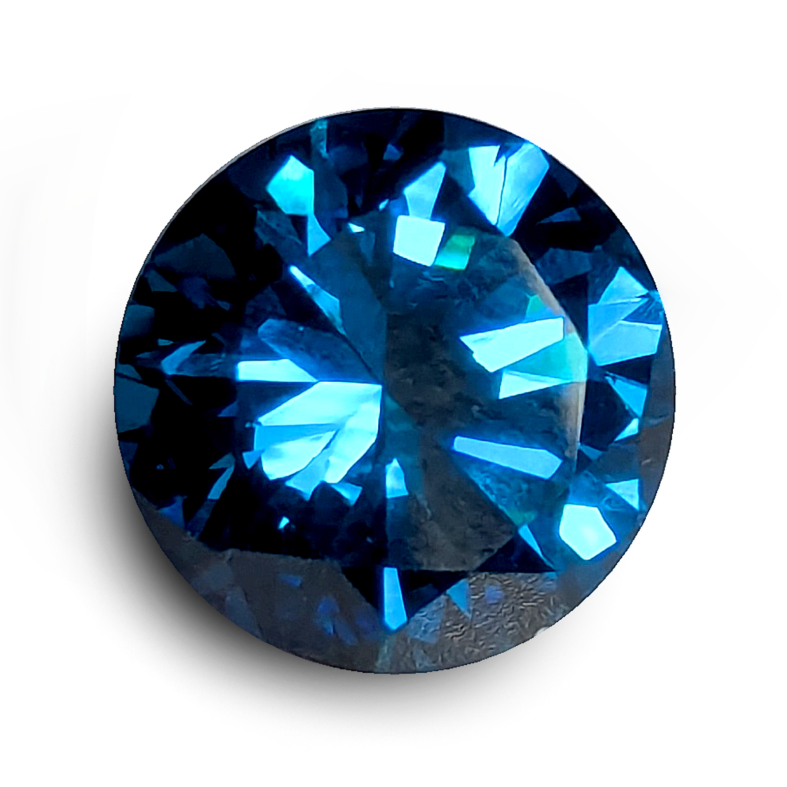 5A, Cubic Zirconia, AAAAA Quality, Round Brilliant, London Blue Topaz, 7mm (1.24ct)