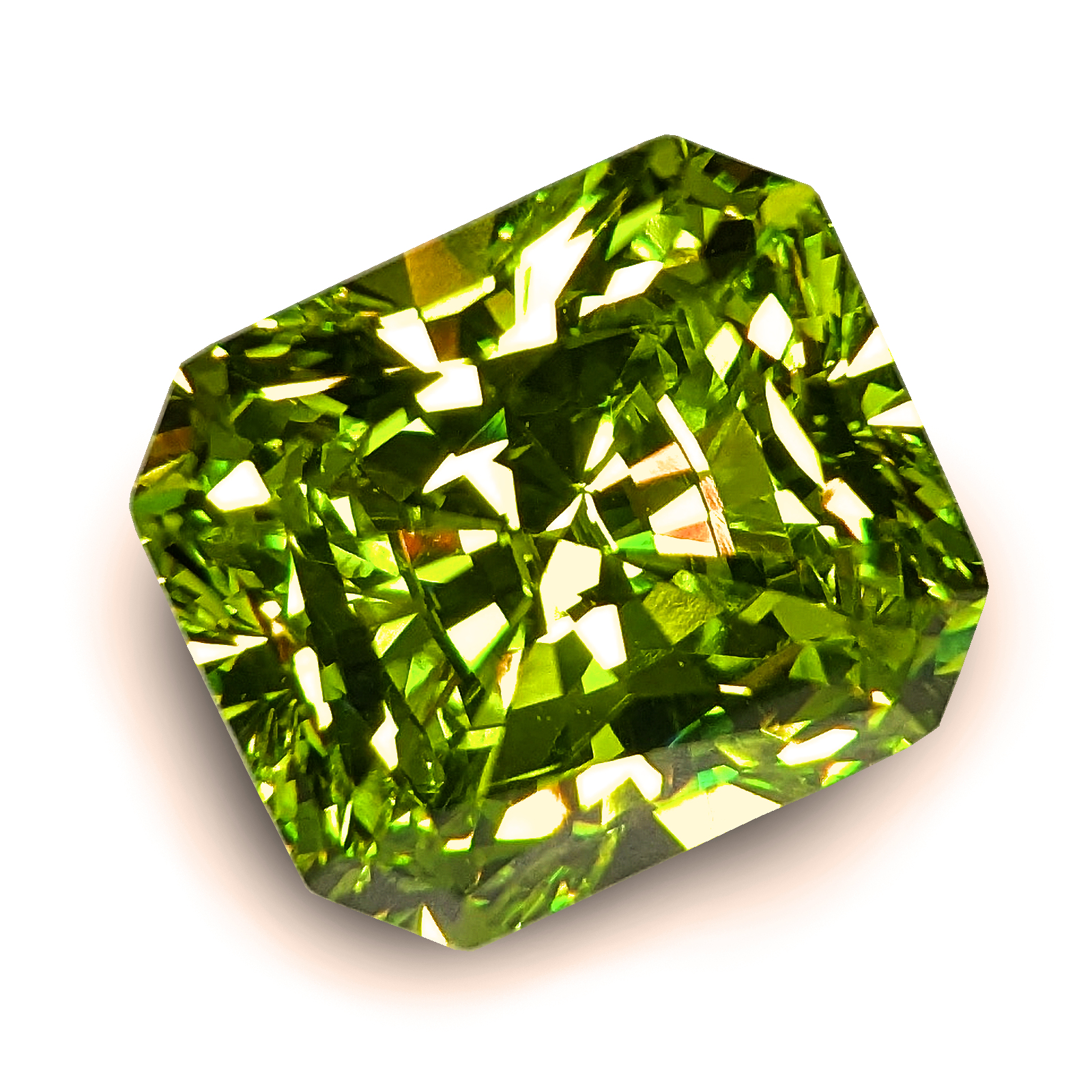 6A, Cubic Zirconia, Modern Radiant, Lime Green, 16x14mm (16.5ct)