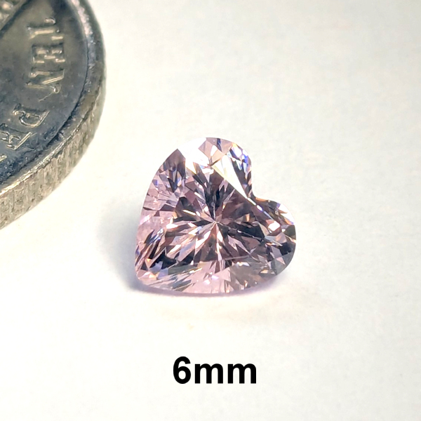 6A Pink Tint Heart 6mm Cubic Zirconia