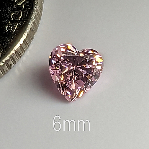 6A, Cubic Zirconia, Heart, Pink, 6mm (0.81ct)
