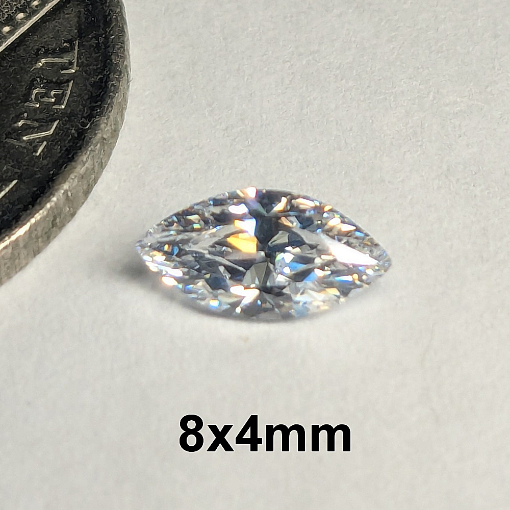 6A White Marquise 8x4mm Cubic Zirconia