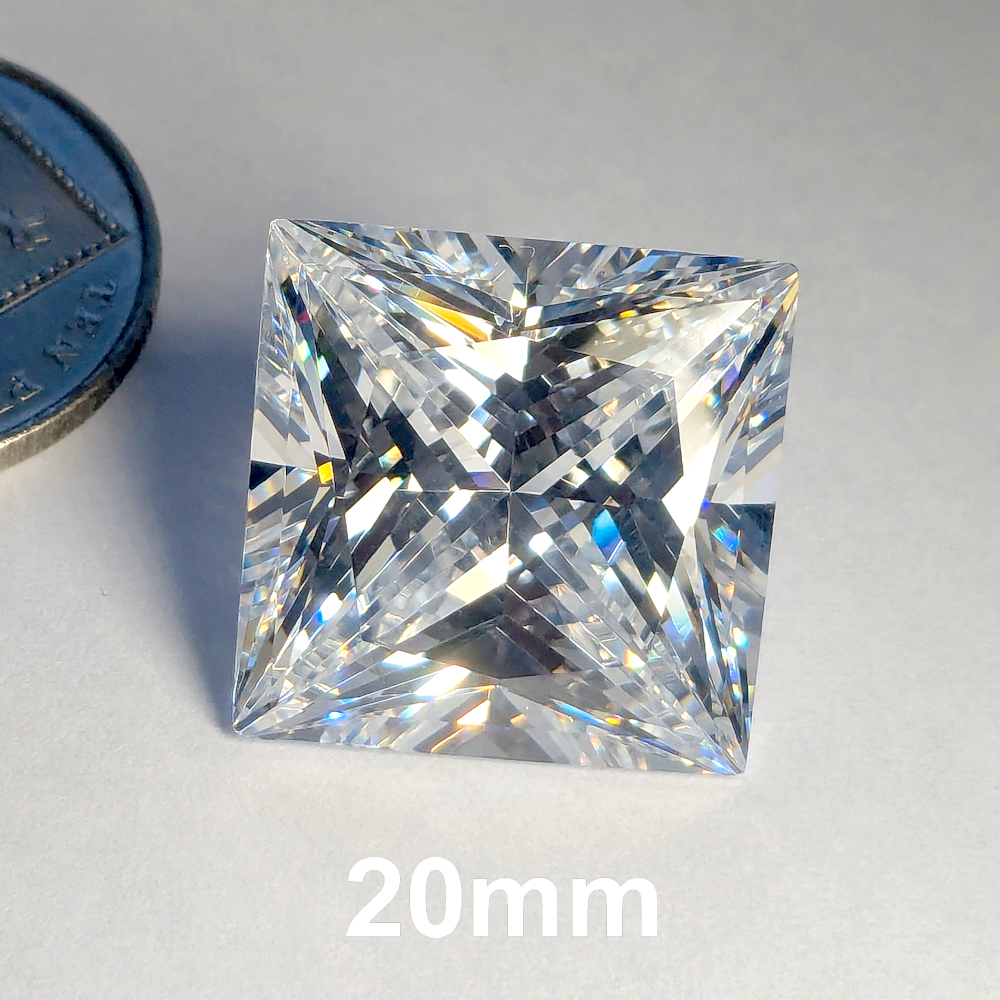 6A, Cubic Zirconia, Princess Plus, White, 20mm (40ct)