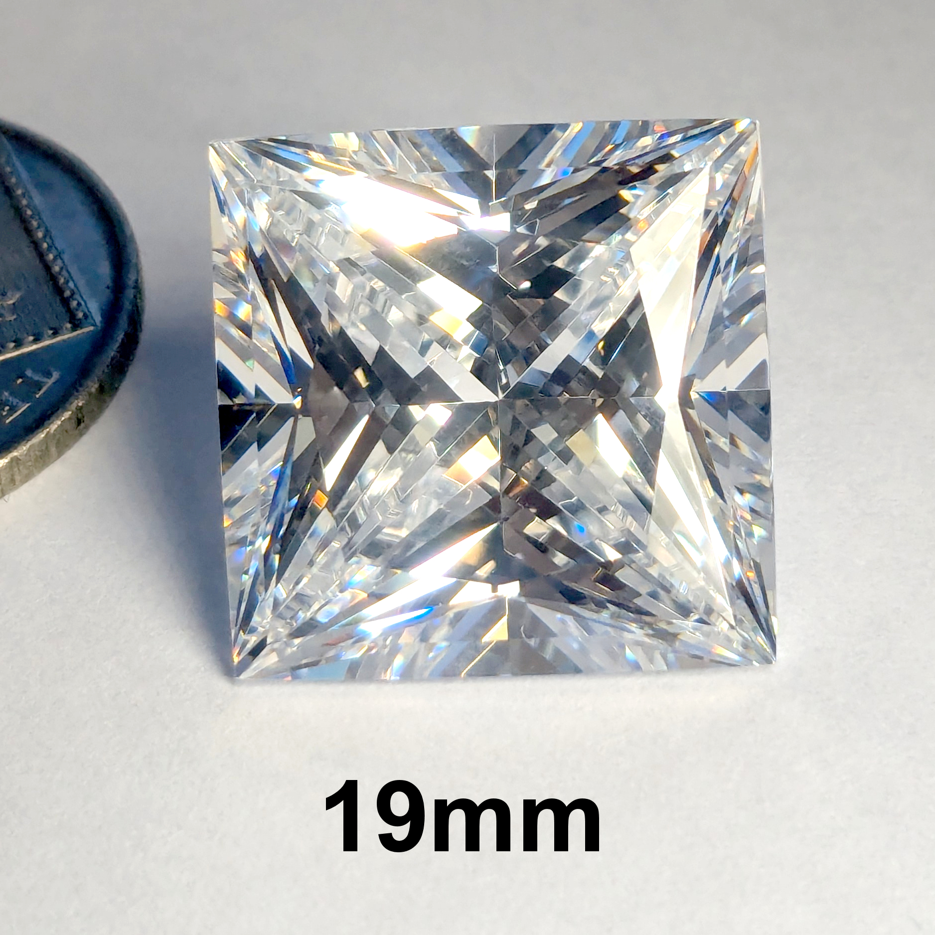 6A, Cubic Zirconia, Princess Plus, White, 19mm (34.4ct)