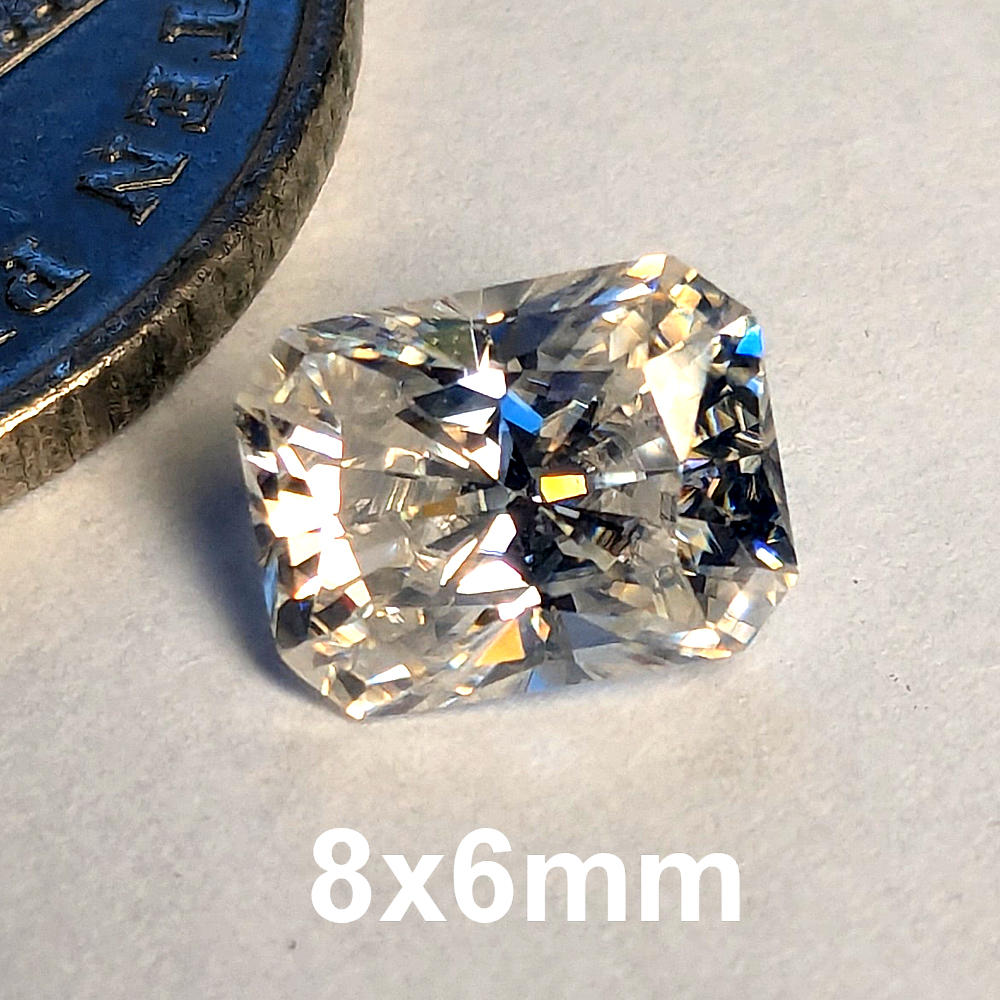 Moissanite White(DEF) Modern Radiant 8x6mm