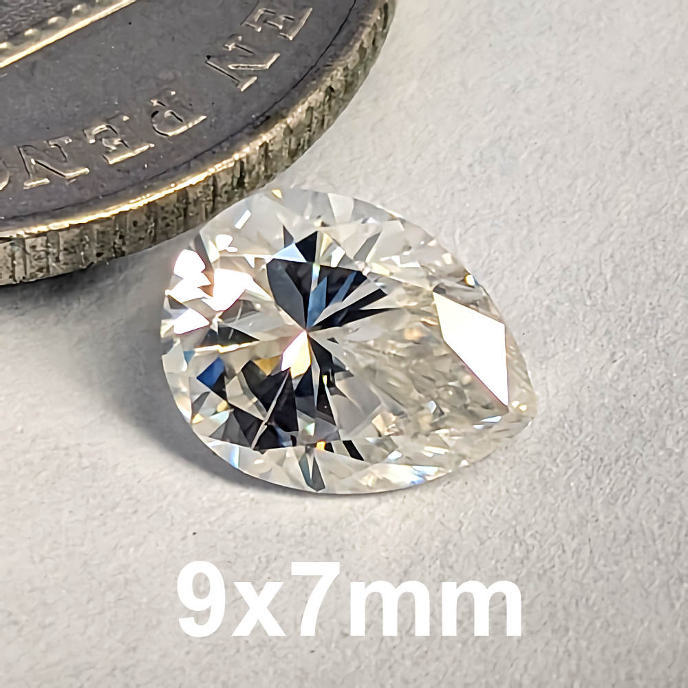 Moissanite White(DEF) Pear 9x7mm