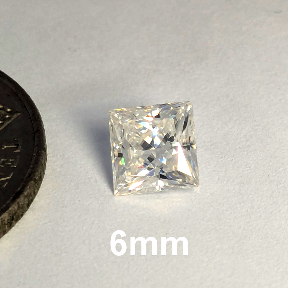 PRE ORDER: Lot of 2 x Moissanite DEF Princess 6mm
