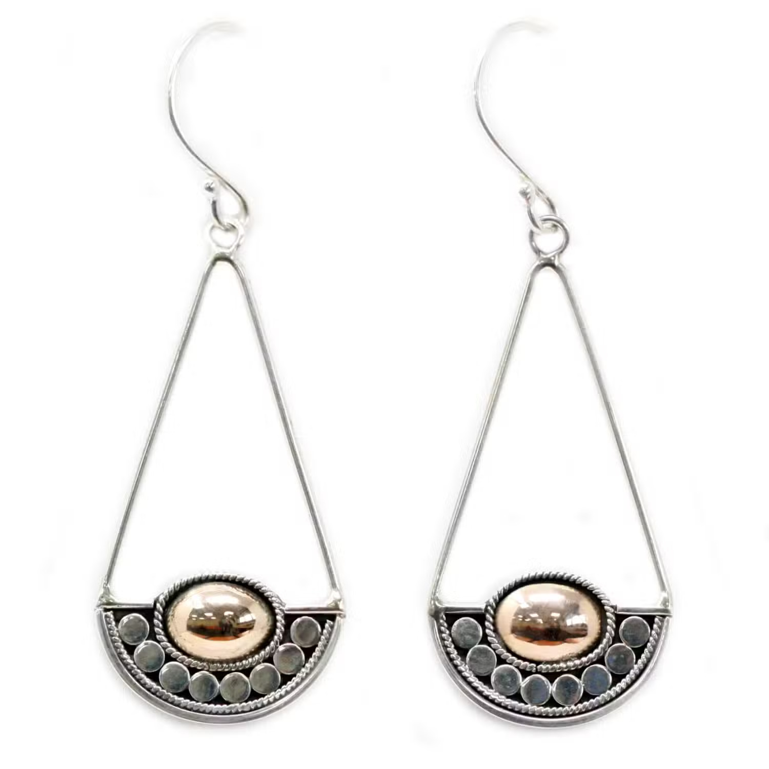 Handmade 18K Gold & 925 Sterling Silver Drop Earrings - Ethical Indonesian Artisan Jewellery