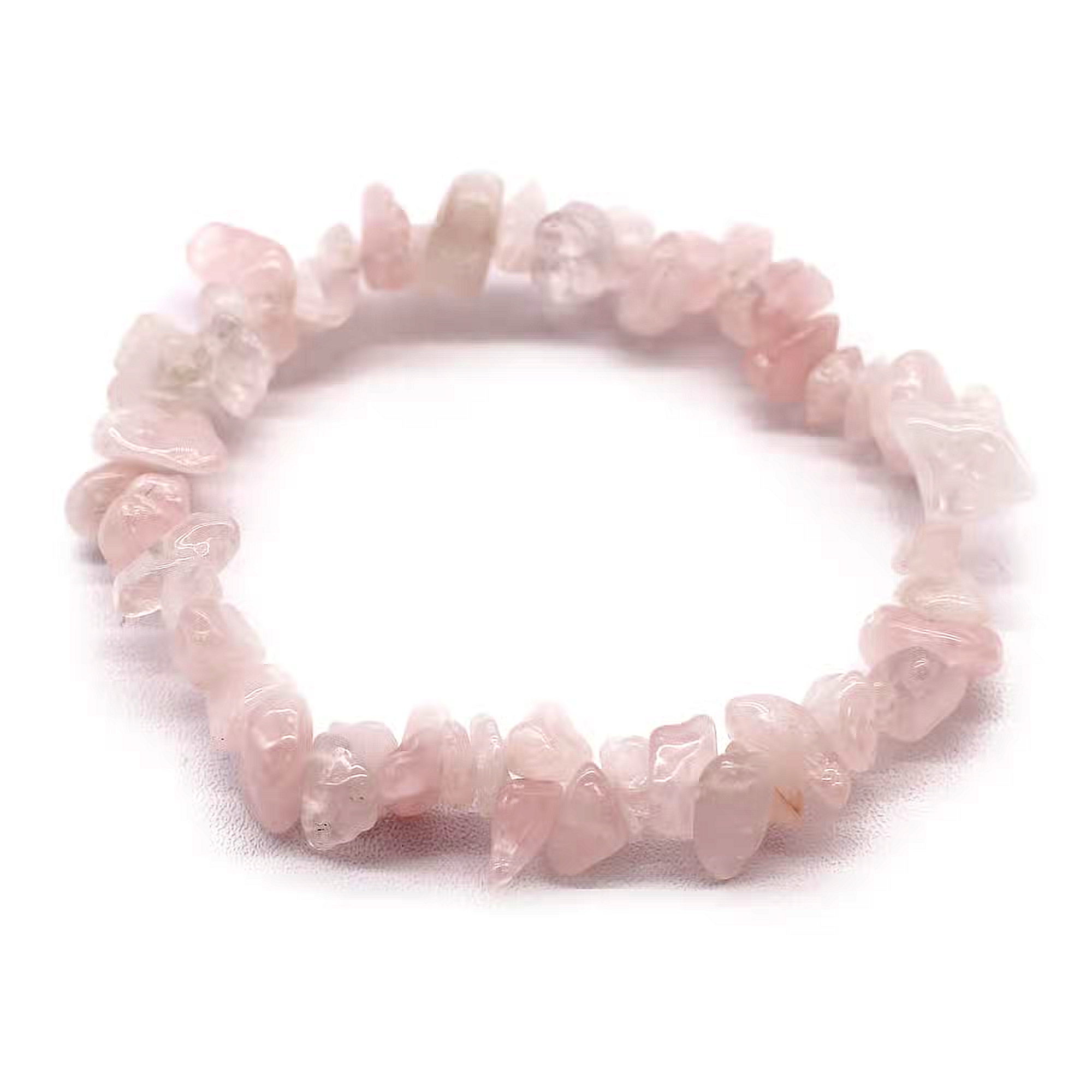 Rose Quartz Chip Stone Bracelet Natural Gemstone Stretch Bracelet
