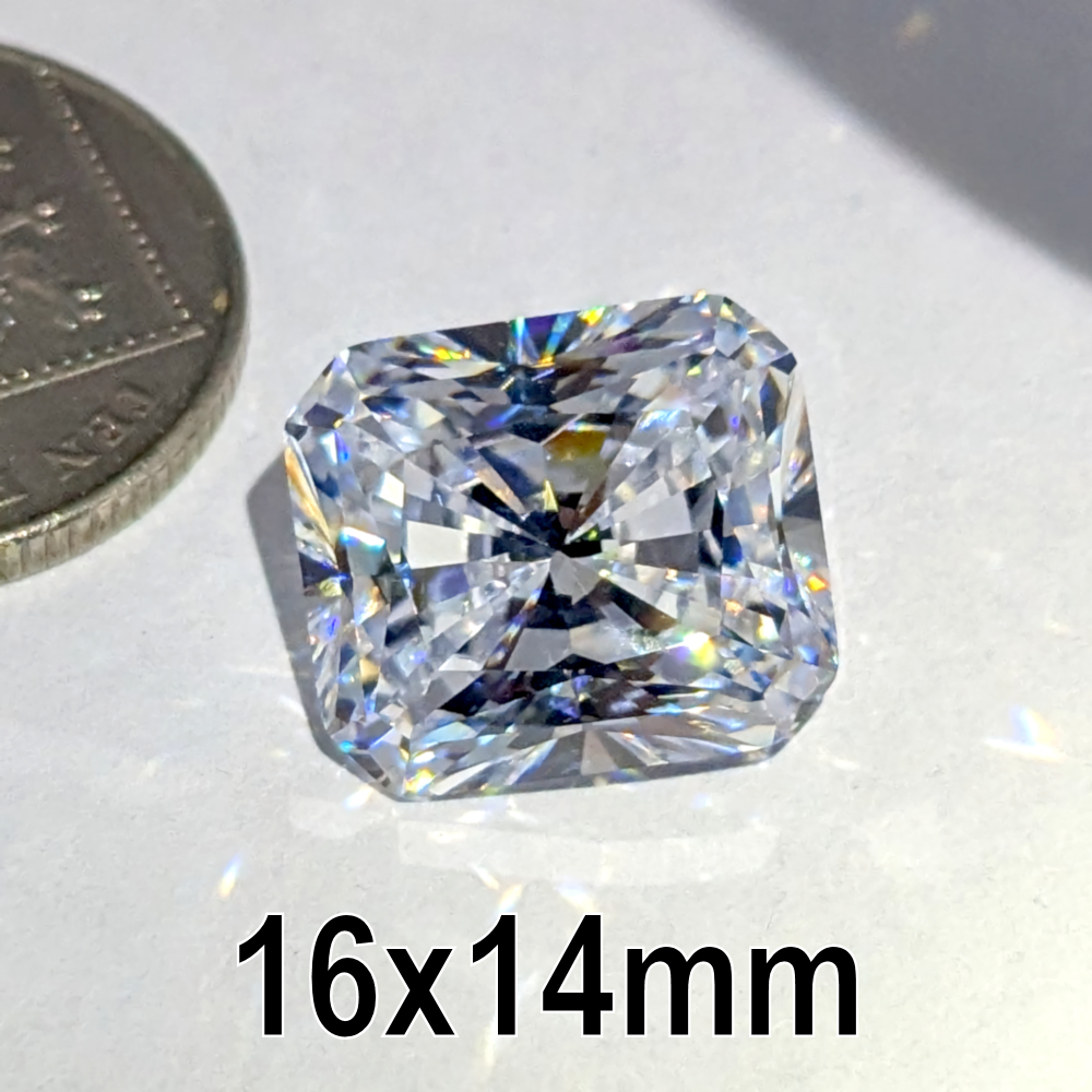 6A, Cubic Zirconia, Modern Radiant, White, 16x14mm (16.5ct)