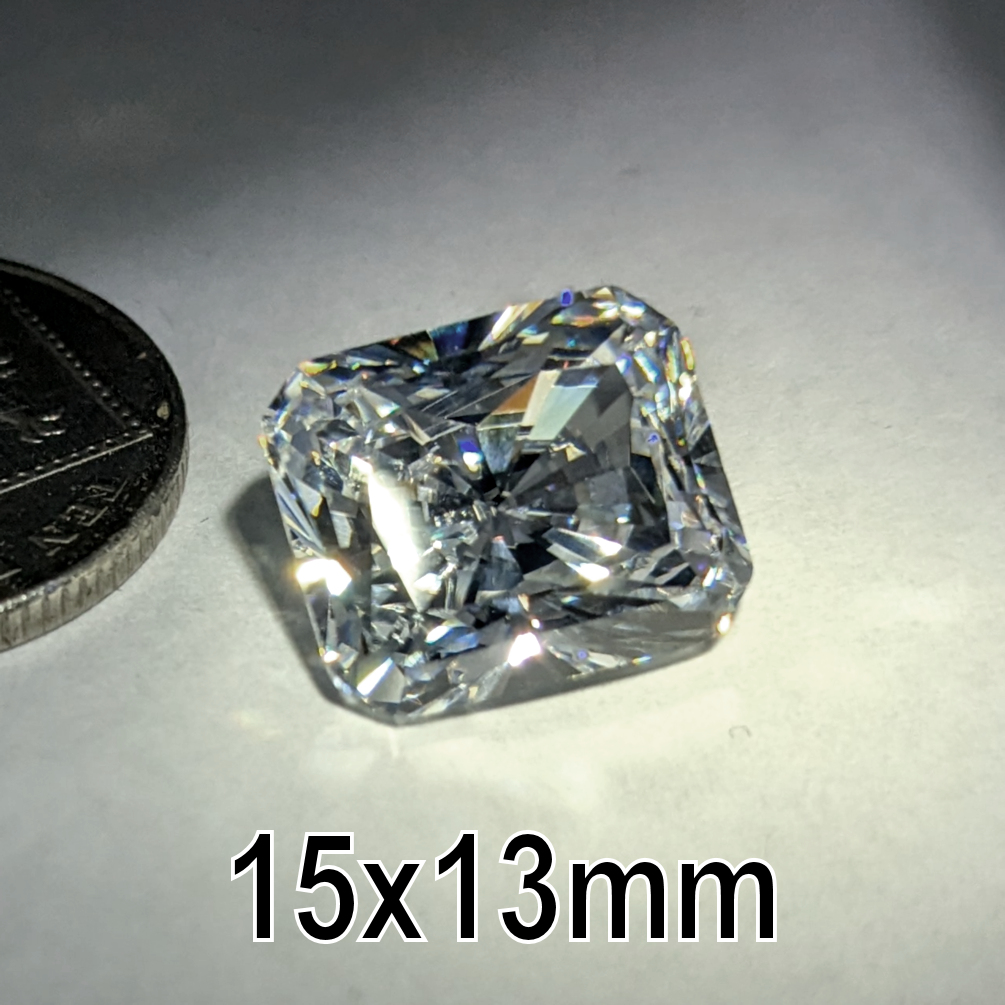6A, Cubic Zirconia, Modern Radiant, White, 15x13mm(13.3ct)