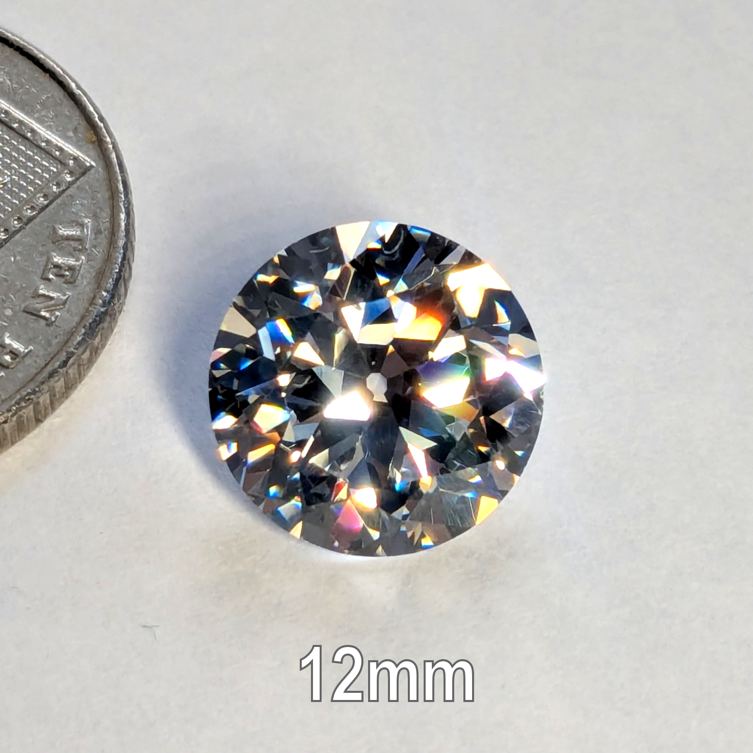Cubic Zirconia, Transitional Cut, White, 12mm (6.25ct)