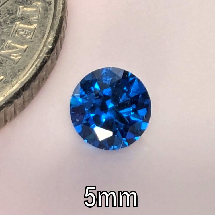 6A Blue Sapphire Colour Round Brilliant 8 Hearts & Arrows Cut 5mm (0.45ct) Cubic Zirconia