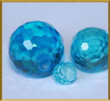 Beads: Ball with 2mm deep hole Blue Topaz Cubic Zirconia