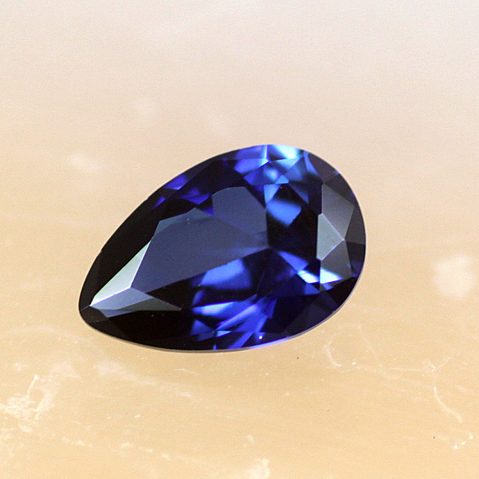Lab Blue Sapphire:  Blue 34 Pear 