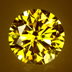 6A, Cubic Zirconia, 6A Quality, Round Brilliant 8 Hearts & Arrows, Citrine, 12mm (6.23ct)