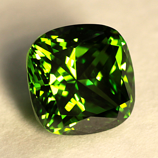 6A Quality:  Radiant Cushion Emerald Green Cubic Zirconia