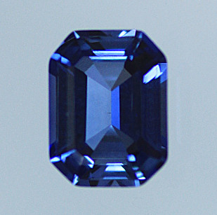 Lab Blue Sapphire:  Medium Blue Rectangular Asscher 
