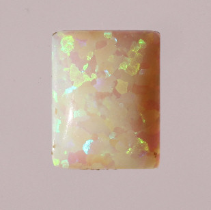 Lab Created Opal:  Emerald Cabochon White Lavender(k-20) Lab Created Opal