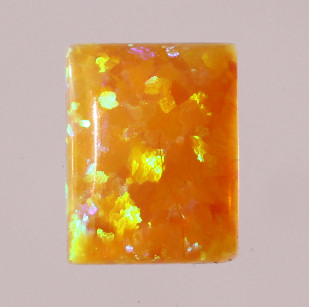 Lab Created Opal:  Emerald Cabochon Orange (k-53) Lab Created Opal