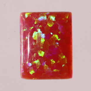 Lab Created Opal:  Emerald Cabochon Dark Pink (k-56) Lab Created Opal