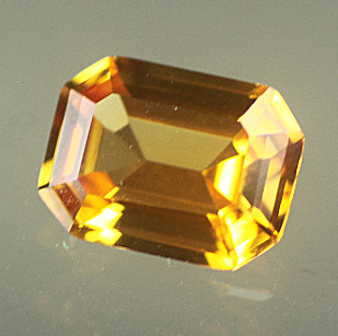 Lab yellow Sapphire:  Golden Orange Rectangular Asscher Lab yellow Sapphire