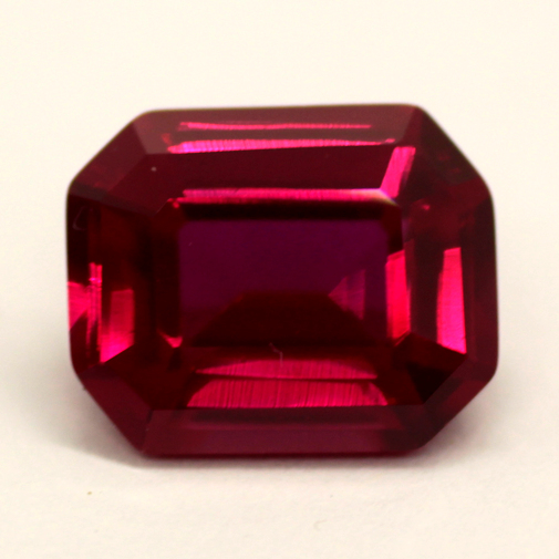 Lab Created Ruby:  Dark Red Pink Rectangular Asscher Lab Created Ruby